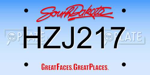 HZJ217 South Dakota License Plate