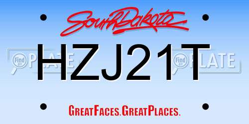 HZJ21T South Dakota License Plate