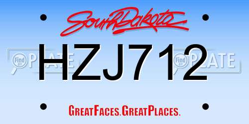HZJ712 South Dakota License Plate