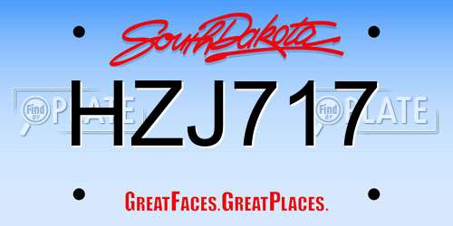 HZJ717 South Dakota License Plate