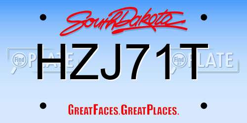 HZJ71T South Dakota License Plate