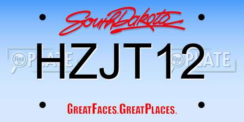 HZJT12 South Dakota License Plate