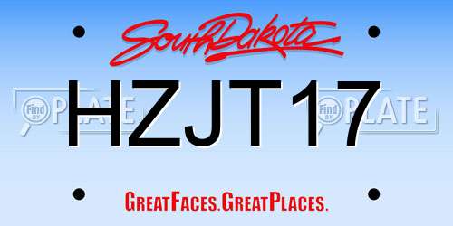 HZJT17 South Dakota License Plate