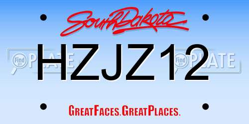 HZJZ12 South Dakota License Plate