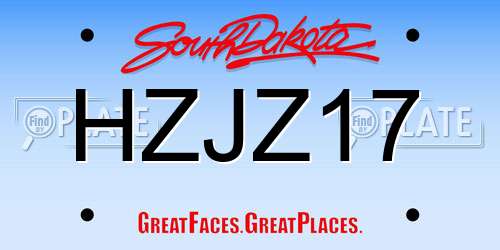 HZJZ17 South Dakota License Plate