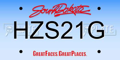 HZS21G South Dakota License Plate
