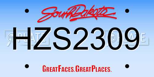 HZS2309 South Dakota License Plate