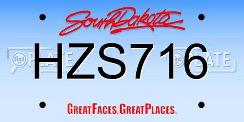 HZS716 South Dakota License Plate