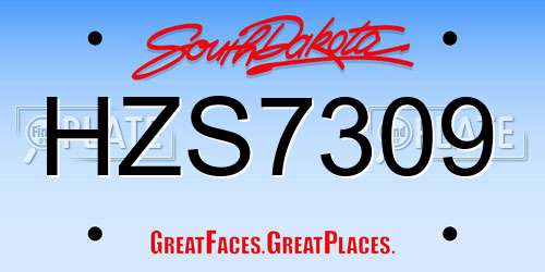 HZS7309 South Dakota License Plate