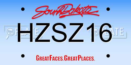 HZSZ16 South Dakota License Plate