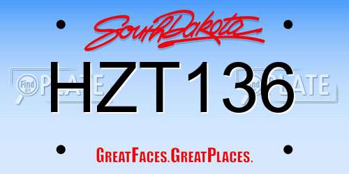 HZT136 South Dakota License Plate