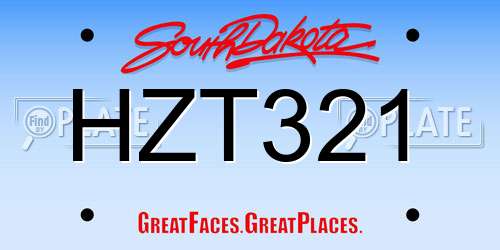 HZT321 South Dakota License Plate