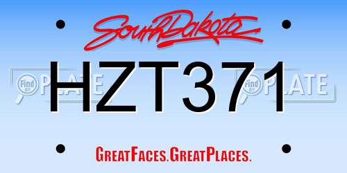 HZT371 South Dakota License Plate