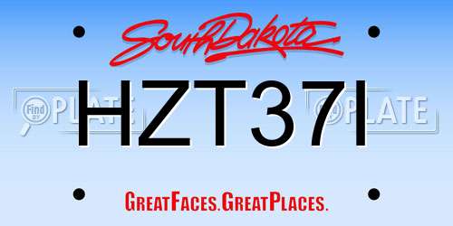 HZT37I South Dakota License Plate