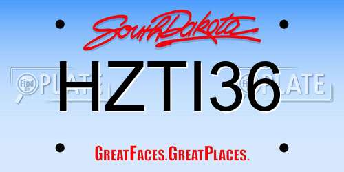 HZTI36 South Dakota License Plate