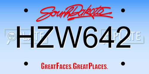 HZW642 South Dakota License Plate