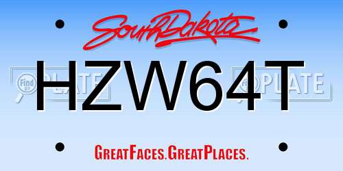 HZW64T South Dakota License Plate