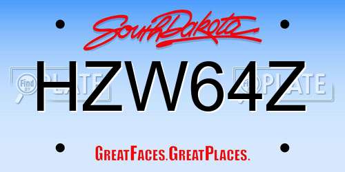 HZW64Z South Dakota License Plate