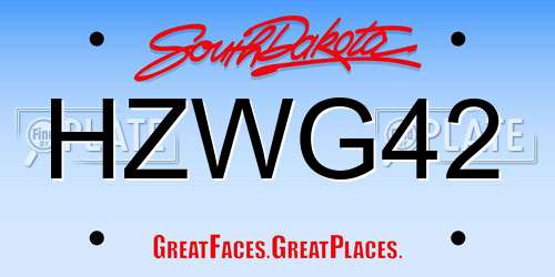 HZWG42 South Dakota License Plate