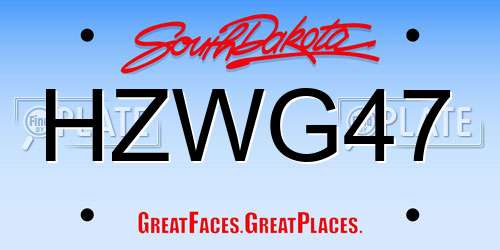 HZWG47 South Dakota License Plate