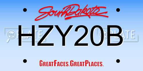 HZY20B South Dakota License Plate
