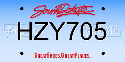 HZY705 South Dakota License Plate