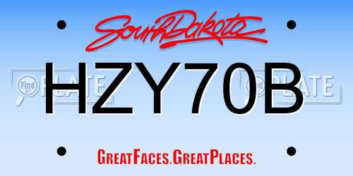 HZY70B South Dakota License Plate