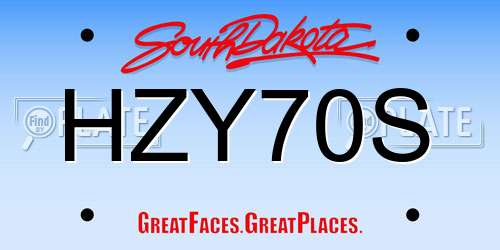 HZY70S South Dakota License Plate