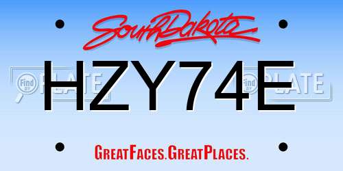 HZY74E South Dakota License Plate