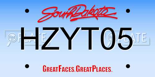 HZYT05 South Dakota License Plate
