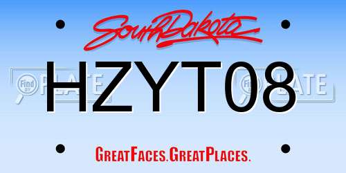 HZYT08 South Dakota License Plate