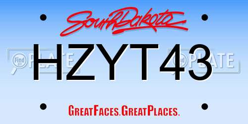 HZYT43 South Dakota License Plate