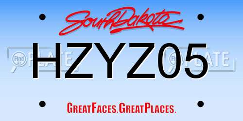 HZYZ05 South Dakota License Plate