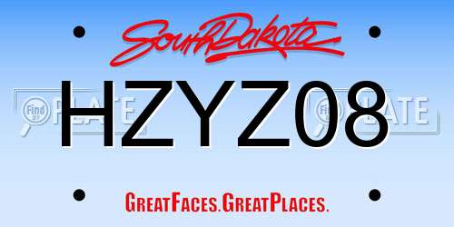 HZYZ08 South Dakota License Plate