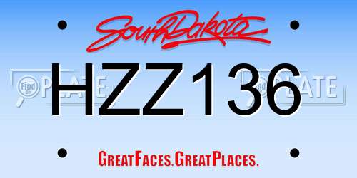 HZZ136 South Dakota License Plate