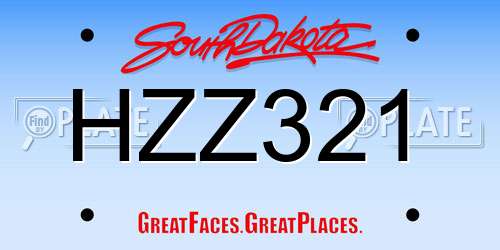 HZZ321 South Dakota License Plate