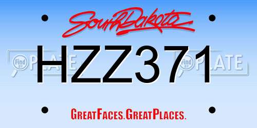 HZZ371 South Dakota License Plate