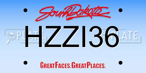 HZZI36 South Dakota License Plate