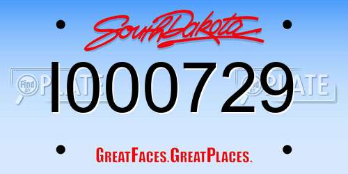 I000729 South Dakota License Plate