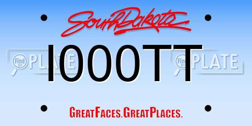 I000TT South Dakota License Plate