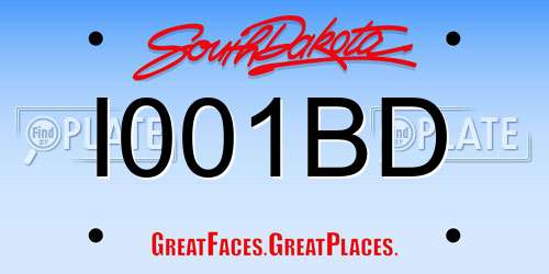I001BD South Dakota License Plate