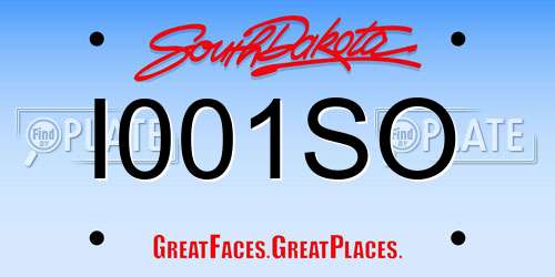 I001SO South Dakota License Plate