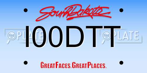 I00DTT South Dakota License Plate