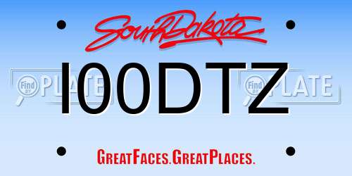I00DTZ South Dakota License Plate