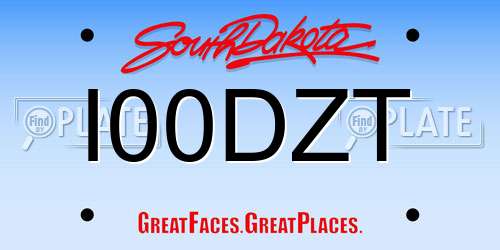 I00DZT South Dakota License Plate