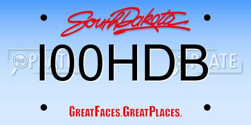 I00HDB South Dakota License Plate