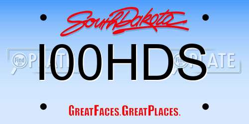 I00HDS South Dakota License Plate