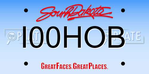 I00HOB South Dakota License Plate