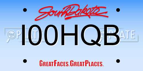 I00HQB South Dakota License Plate