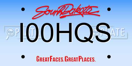 I00HQS South Dakota License Plate